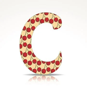 The letter c of the alphabet made of cherry Stock Illustration