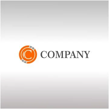 Letter C Alphabetic Logo Design Template, Crypto Curency Logo Concept, Gray.. Illustrazione stock