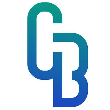 Letter C and B monogrammed in blue colors Stock Illustration