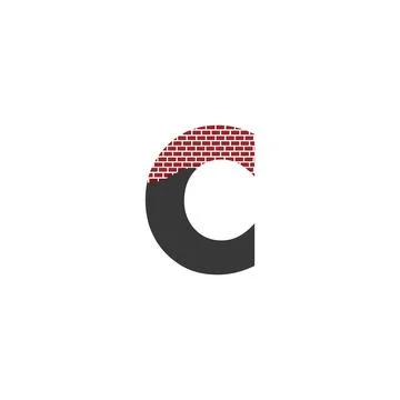Letter C with Brick Wall logo vector design building company Stock Illustration