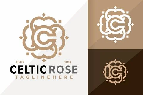 Letter C Celtic Rose Logo Icon Vector Design. Creative simple logos designs.. Illustrazione stock