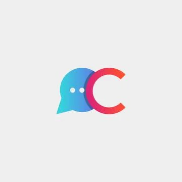 Letter C Chat Talk Logo Template Vector Design Stock Illustration