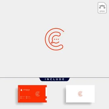 Letter C Chat Talk Logo Template Vector Design Stock Illustration