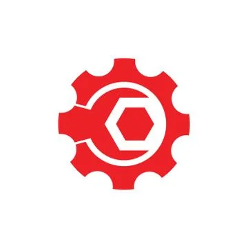 Letter c cog machine adjustable wrench logo vector Stock Illustration