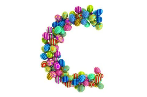 Letter C from colored Easter eggs, 3D rendering Stock Illustration