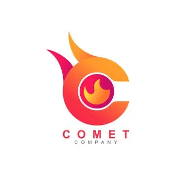 Letter C Comet Meteor Flame Fire Shape Logo Symbol vector Stockillustratie