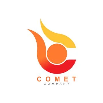 Letter C Comet Meteor Flame Fire Shape Logo Symbol Vector Stockillustratie