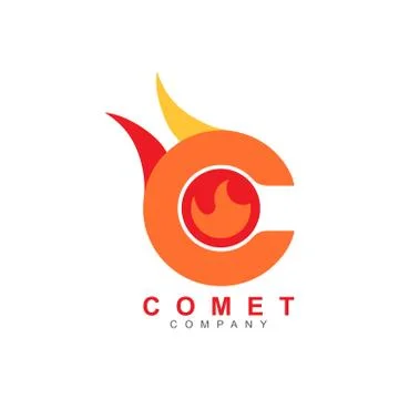 Letter C Comet Meteor Flame Fire Shape Logo Symbol Vector Stockillustratie
