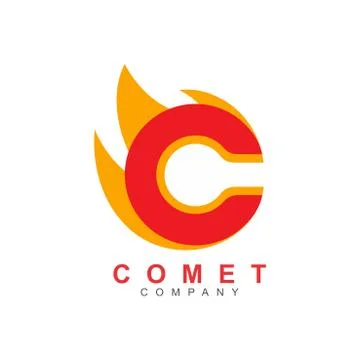 Letter C Comet Meteor Flame Fire Shape Logo Symbol Vector Stockillustratie