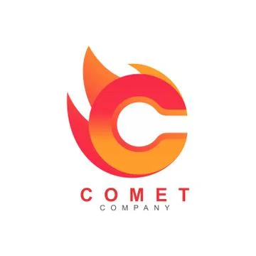 Letter C Comet Meteor Flame Fire Shape Logo Symbol Vector Stockillustratie