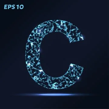 The letter C consists of points, lines and triangles. Vector illustration. Stock Illustration