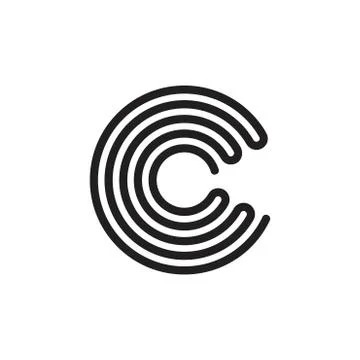 Letter c continue line curves logo vector Stock Illustration