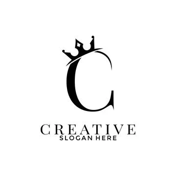 Letter C with Crown logo, Simple Elegant Initial logo design template Stock Illustration