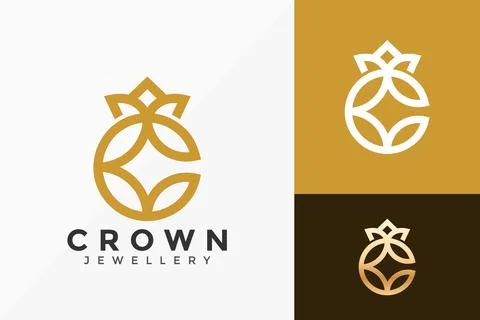 Letter C Crown Logo Vector Design. Abstract emblem, designs concept, logos, l Stock Illustration