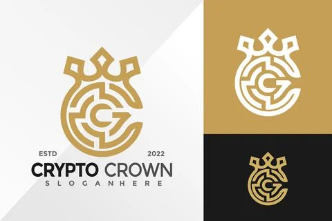 Letter C Crypto Crown Logo Design Vector illustration template Stockillustratie