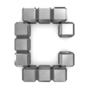 Letter c cubic metal Illustrazione stock