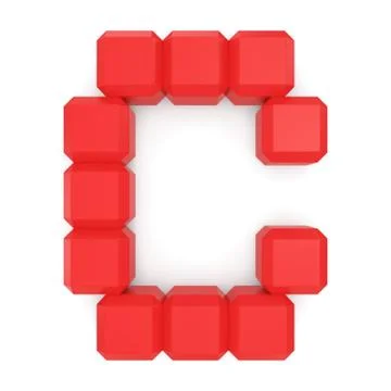 Letter c cubic red Stock Illustration