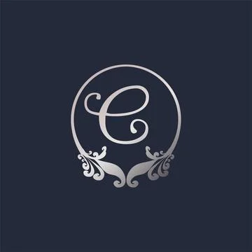 Letter C Decorative Crown Ring Alphabet Logo isolated on Navy Blue Backgrou.. Stock-Illustration