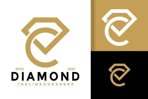 Letter C diamond gem logo vector icon illustration Ilustração Stock
