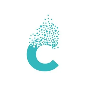 Letter C dispersing into a cloud of bubbles Stock Illustration
