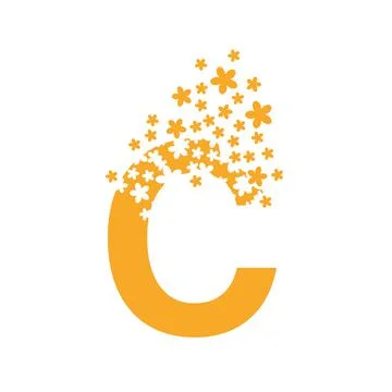 The letter C dissolves into a cloud of flowers 스톡 일러스트