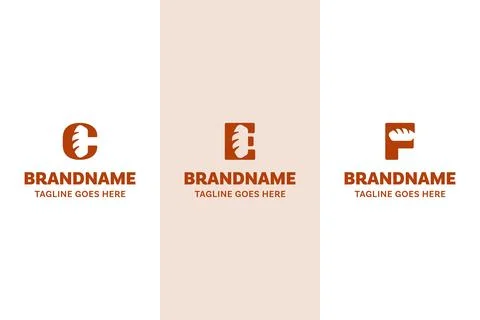 Letter C E F Bread Modern Logo Set, symbolizing freshness, craftsmanship, a.. Stock Illustration