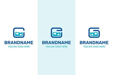 Letter C E G Aquarium Fish Store Logo, symbolizing vibrant marine life, tru.. Stock Illustration
