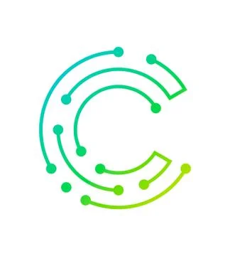 Letter C electronic digital logo icon design template isolated on white backg Stock Illustration