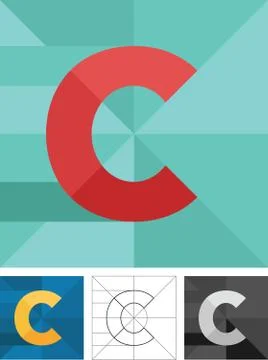 Letter C Flat Design Vector Template Illustrazione stock