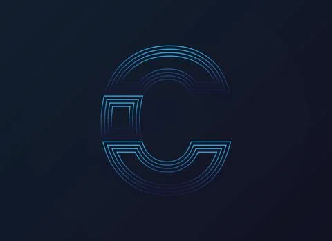 Letter C font, digital technology design, network concept.  Vector illustrati Stock Illustration