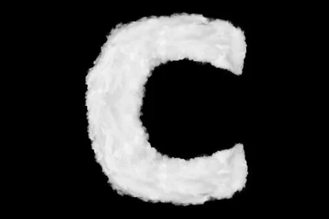 Letter C font shape element made of cloud on black Stock Illustration