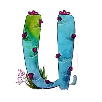 Letter C in the form of a cactus. Design element is perfect for logos, icons Stock Illustration