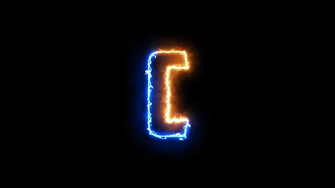 Letter C Glowing Fire And Blazing Electricity At Same Time. Letter Background 動画素材 150751246