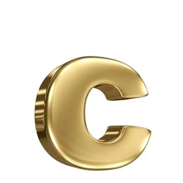 Letter c from gold solid alphabet 스톡 일러스트