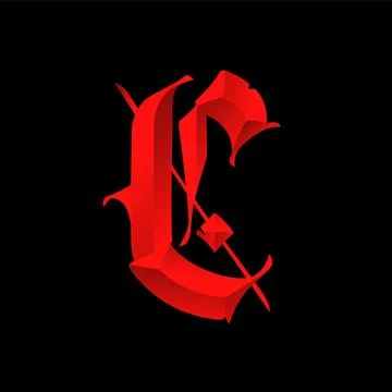 Letter C, in the Gothic style. Vector. Alphabet. Calligraphy and lettering. M Stock Illustration