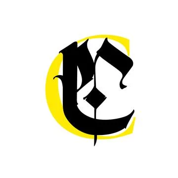 Letter C, in the Gothic style. Vector. Alphabet. The symbol is isolated on a Stock Illustration