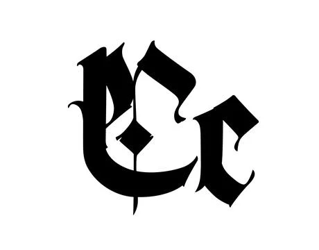 Letter C, in the Gothic style. Vector. Alphabet. The symbol is isolated on a Stock Illustration