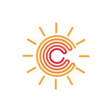 Letter c gradient sun rays logo vector Stock Illustration