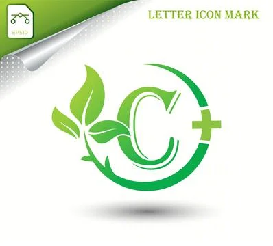 Letter C with green leaf vector template Stock Illustration