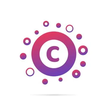 Letter C with group of circles abstract logo icon. Creative symbol design vector Stock Illustration