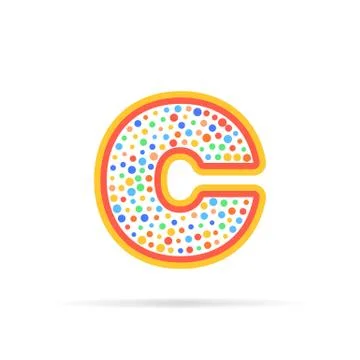 Letter C with group of circles abstract logo icon. Creative symbol with stroke Stock Illustration