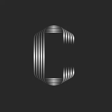 Letter C initial logo 3d monogram logotype, minimal style metallic smooth str Stock Illustration