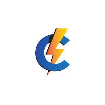 Letter C Initial Logo Design Template. Alphabet with thunder logo concept. .. Stock-Illustration