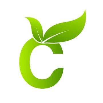 Letter c with leaf element, Ecology concept Stock Illustration