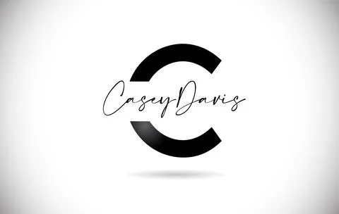 Letter C logo Design with Handwritten Name and Black Colors. Creative letter  Stock Illustration