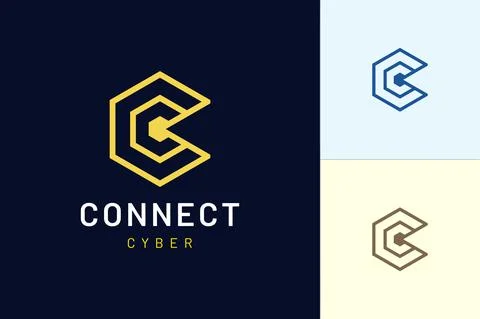 The letter C logo with a modern shape represents connection or technology Stock Illustration