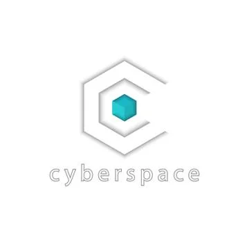Letter C logo tech, 3D cube and hexagon graphic shape, virtual cyberspace ico Stock Illustration