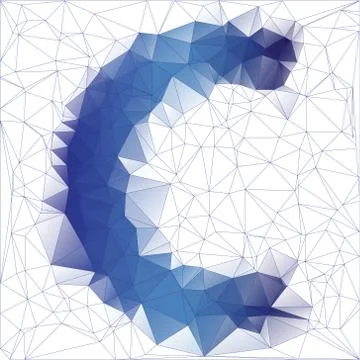 Letter C low poly design Stock Illustration