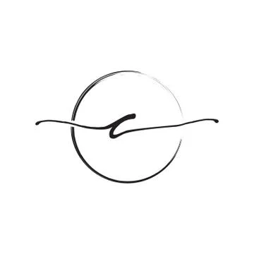 Letter C lowercase handwriting wiith circle brush Stock Illustration