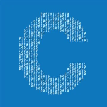 Letter C made from binary code digits. Technology background Stock Illustration